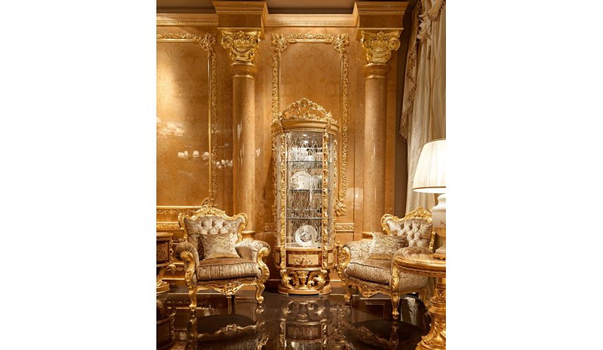 Breakfronts & China Cabinets Exclusive Empire Collection, Round Glass Display Cabinet