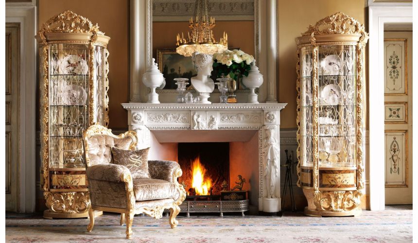 Breakfronts & China Cabinets Exclusive Empire Collection, Round Glass Display Cabinet