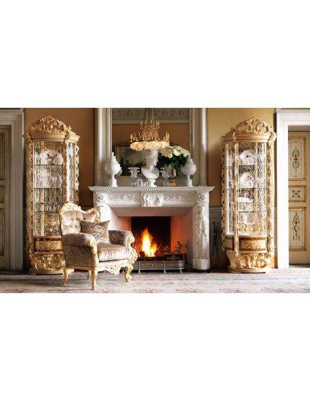 Breakfronts & China Cabinets Exclusive Empire Collection, Round Glass Display Cabinet