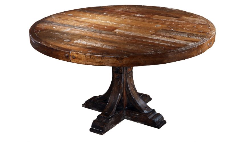 Rustic Style Solid Wood Round Dining Table, Rustic Wood Round Dining Table Set