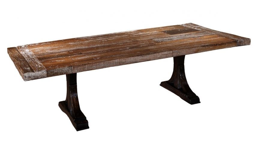 Solid Wood Rectangle Dining Table, Outdoor Furniture Rustic Style