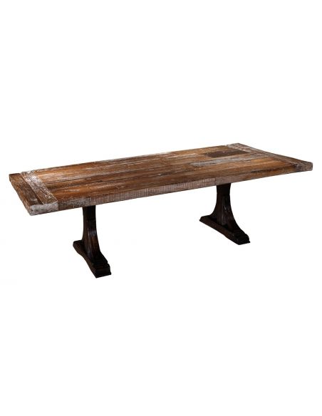 Rustic style solid wood rectangle dining table