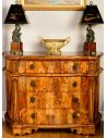 Breakfronts & China Cabinets 1 European inspired chest of burl wood.
