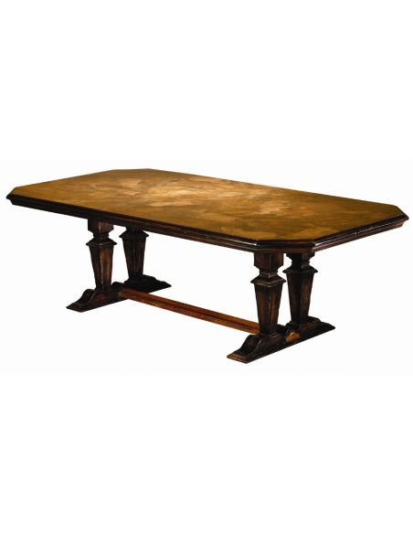 Rustic style solid wood burl dining table