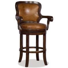 Upscale Bar Furniture Luxury Classic Styled Leather Swivel Bar Chair 85