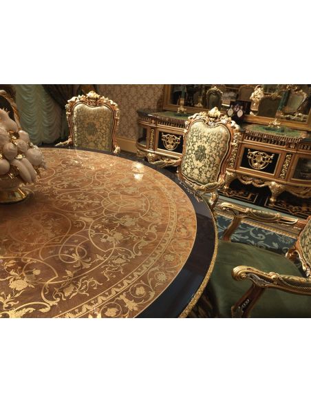 King Louis Collection. Boulle marquetry work on dining table top