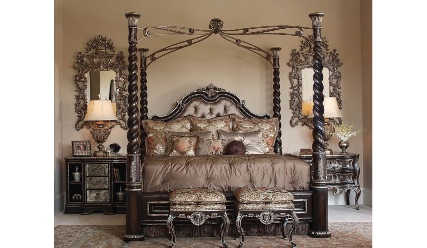 Tufted Headboard Four Post Bed High Style, High King Size Bed