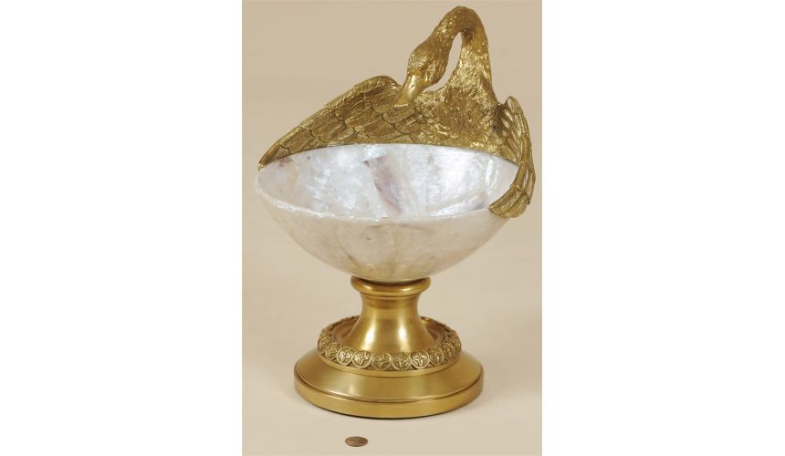 Decorative Accessories Cast Brass Swan Accent Bowl
