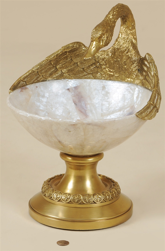 Decorative Accessories Cast Brass Swan Accent Bowl