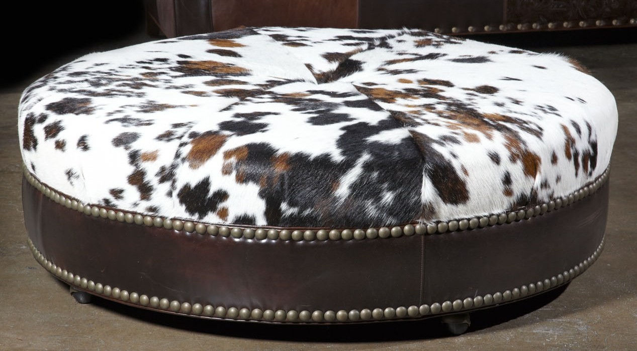 Luxury Leather & Upholstered Furniture Western hair hide Ottoman. Luxury Furniture. 563