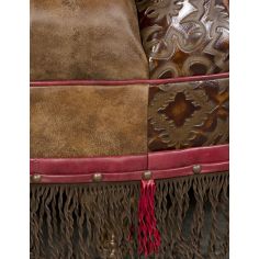 OTTOMANS Round leather ottoman with embossed leather and fringed detail 2