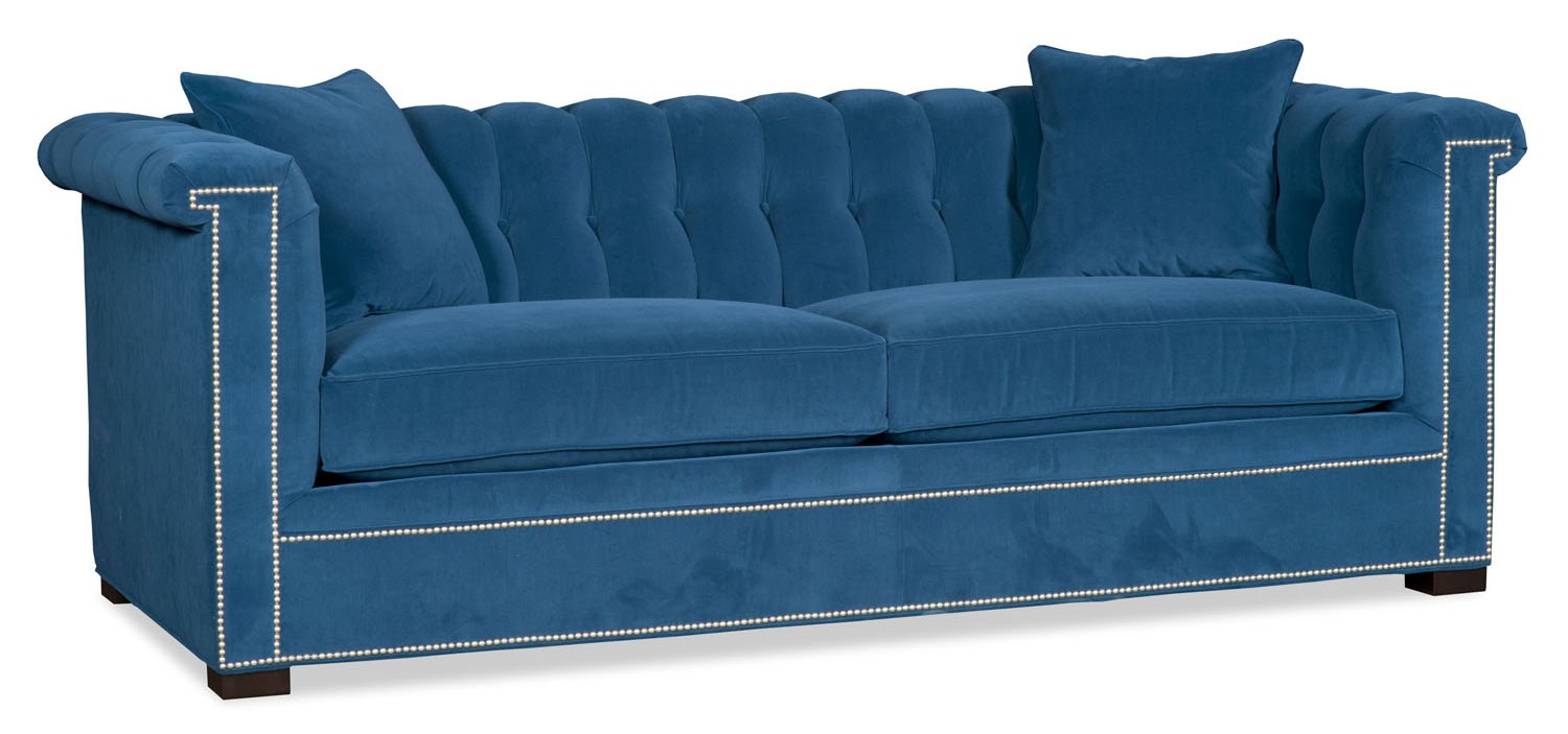 SOFA, COUCH & LOVESEAT Modern peacock blue velvet sofa