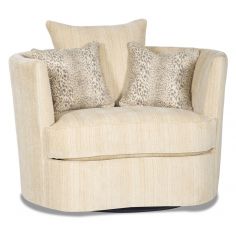 MOTION SEATING - Recliners, Swivels, Rockers Barrel style swivel chair in a chic ivory fabric