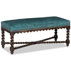 SETTEES, CHAISE, BENCHES Gorgeous blue embossed leather bench