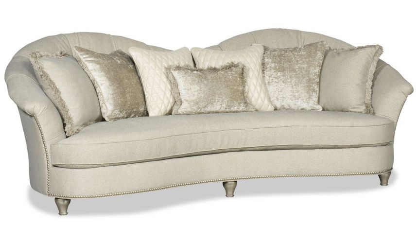 Modern Style Curved Back White Sofa, Curved Back Sofa