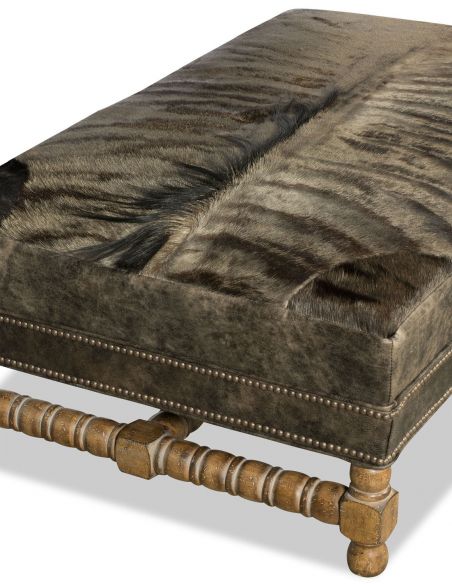 OTTOMANS Unique leather and fur ottoman