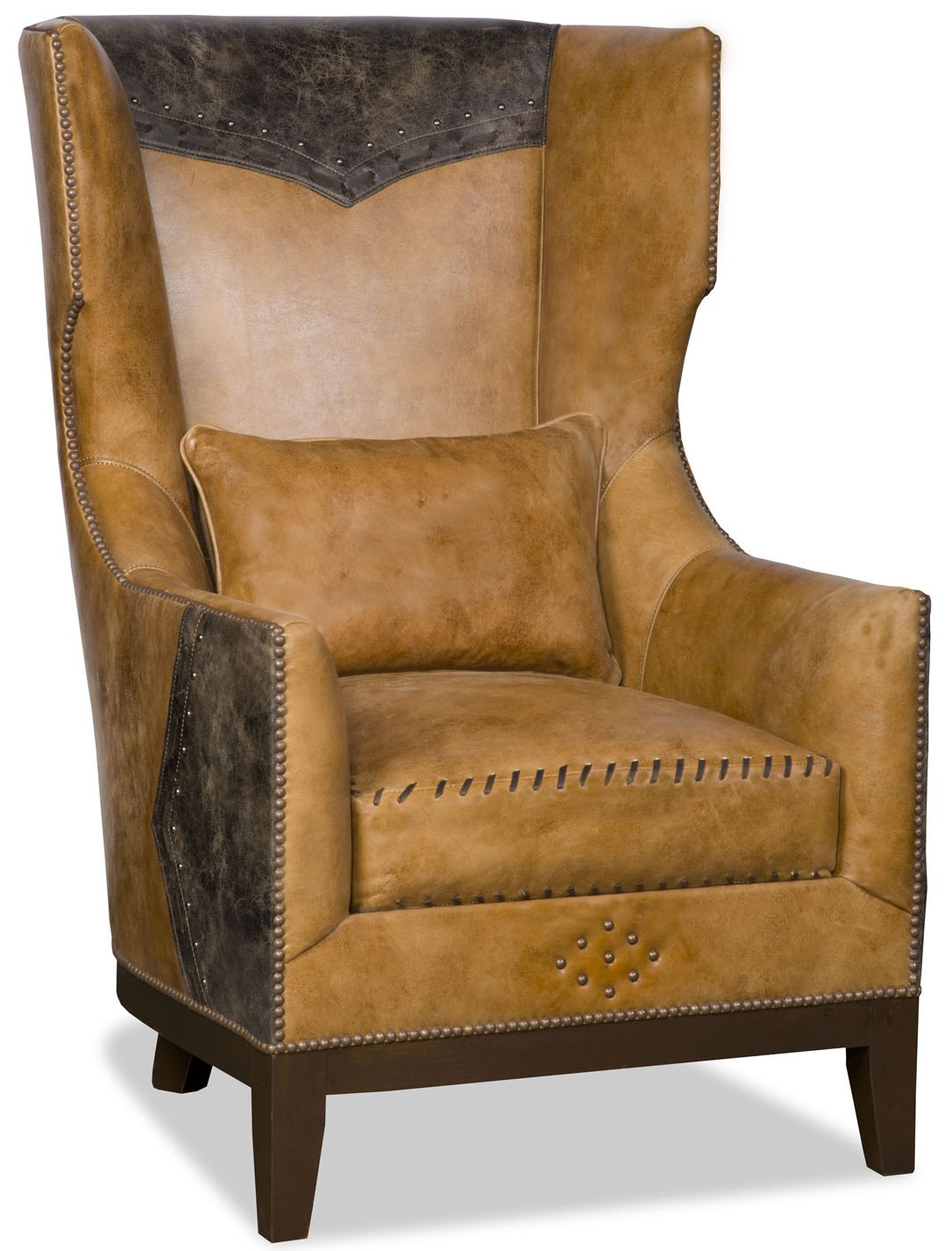 CHAIRS, Leather, Upholstered, Accent Western style wing backed chair