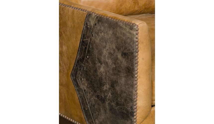 CHAIRS, Leather, Upholstered, Accent Western style wing backed chair