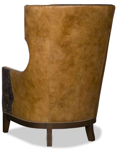 CHAIRS, Leather, Upholstered, Accent Western style wing backed chair