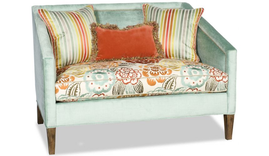 SETTEES, CHAISE, BENCHES Elegant light blue settee