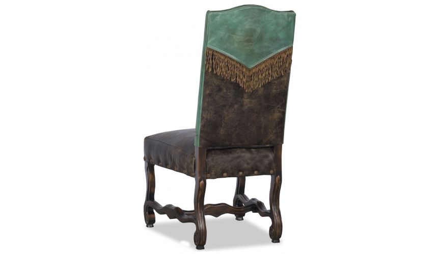 Western Style Leather Dining Room Chair, Tall Back Leather Dining Room Chairs