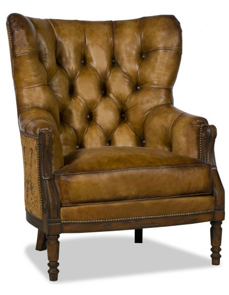 Gorgeous lush leather armchair with tufted details