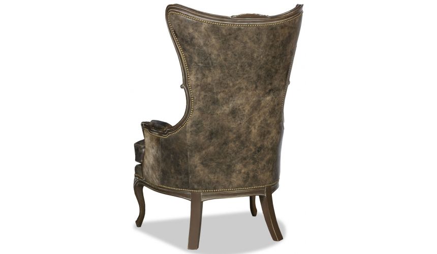 CHAIRS - Leather, Upholstered, Accent Stunning western style wing backed chair