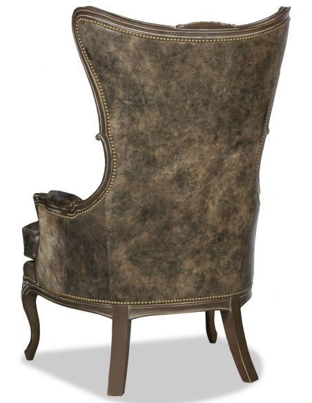CHAIRS - Leather, Upholstered, Accent Stunning western style wing backed chair