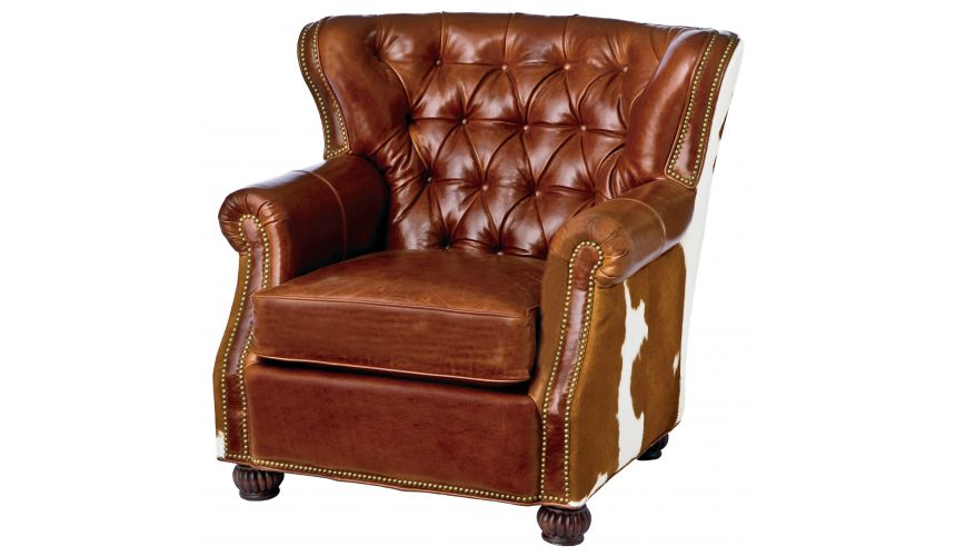CHAIRS - Leather, Upholstered, Accent Unique western style arm chair