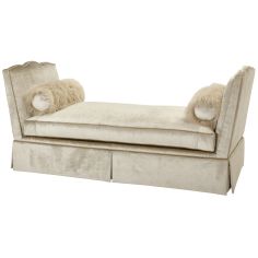 SETTEES, CHAISE, BENCHES Elegant chaise with faux-fur accent pillows
