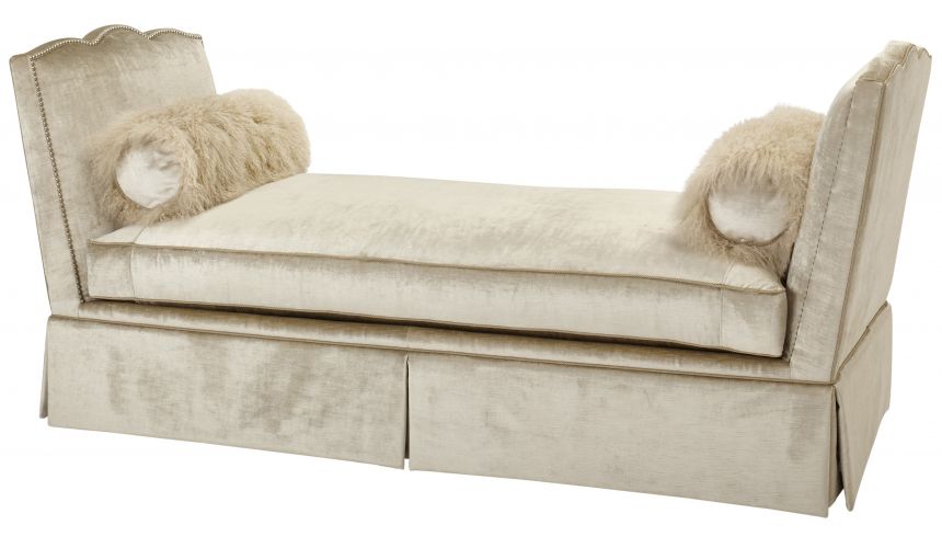 SETTEES, CHAISE, BENCHES Elegant chaise with faux-fur accent pillows