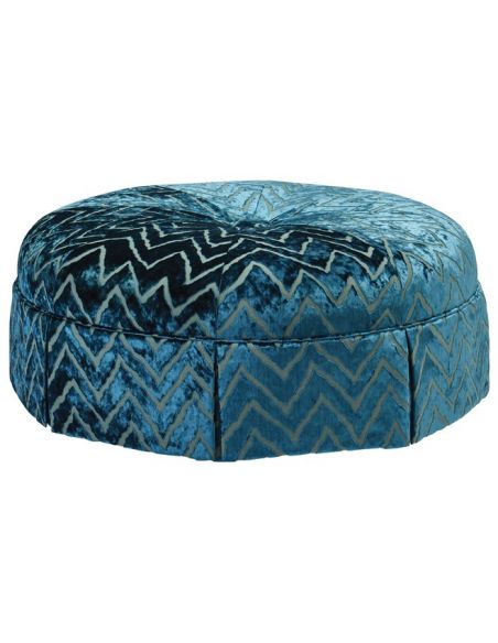 Modern style ottoman with a bright blue fabric