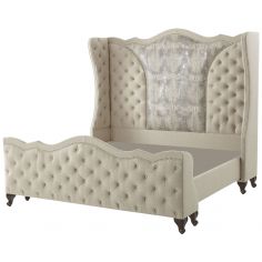 BEDS - Queen, King & California King Sizes High style bed with tufted head board and foot board with albino gator hide