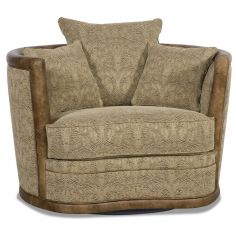 MOTION SEATING - Recliners, Swivels, Rockers Embossed leather barrel style swivel chair