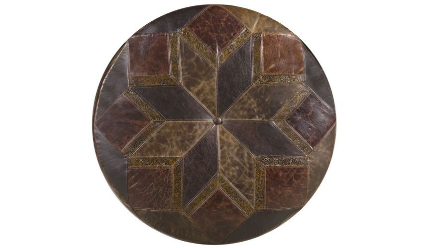 OTTOMANS Western style leather starburst ottoman