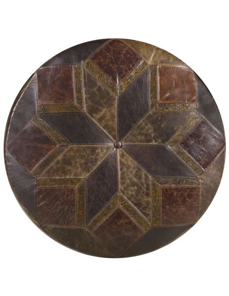 OTTOMANS Western style leather starburst ottoman