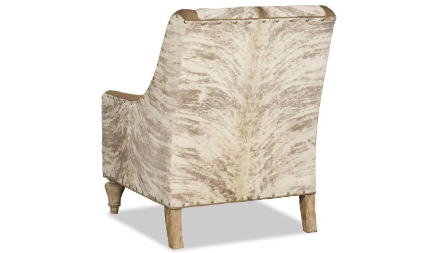 CHAIRS, Leather, Upholstered, Accent Elegant armchairwith hair on hide accents