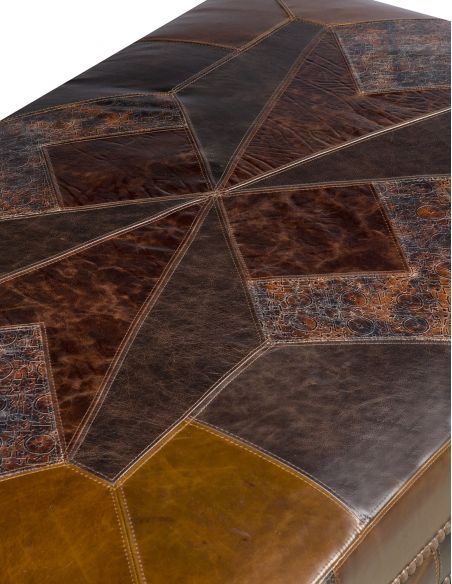 OTTOMANS Leather patchwork Western style bench