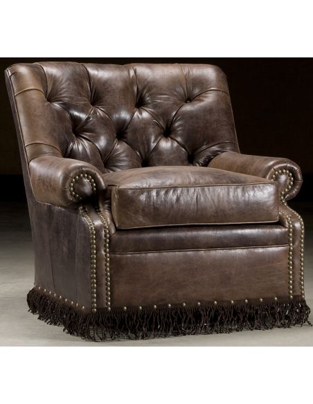 Leather armchair with fringe