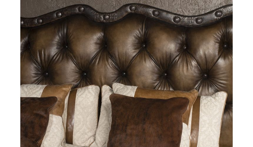 Queen and King Sized Beds 1 Luxury leather bed with eye catching western styling