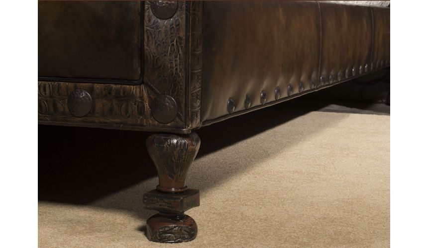 Queen and King Sized Beds 1 Luxury leather bed with eye catching western styling