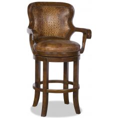 Home Bar Furniture Gator Embossed Leather Swivel Bar Chair