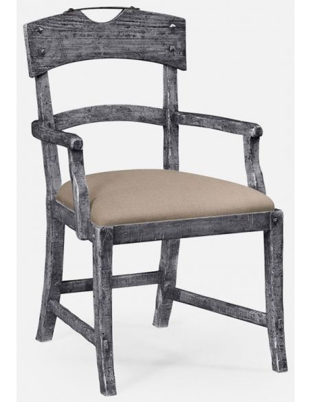Planked dark grey armchair
