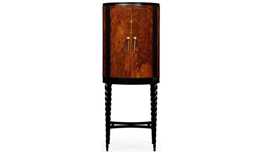 Upscale Bar Furniture Bar cabinet walnut twist leg