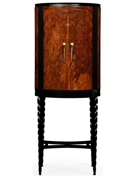 Upscale Bar Furniture Bar cabinet walnut twist leg