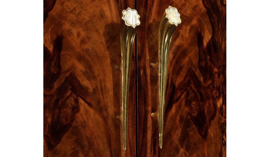 Upscale Bar Furniture Bar cabinet walnut twist leg