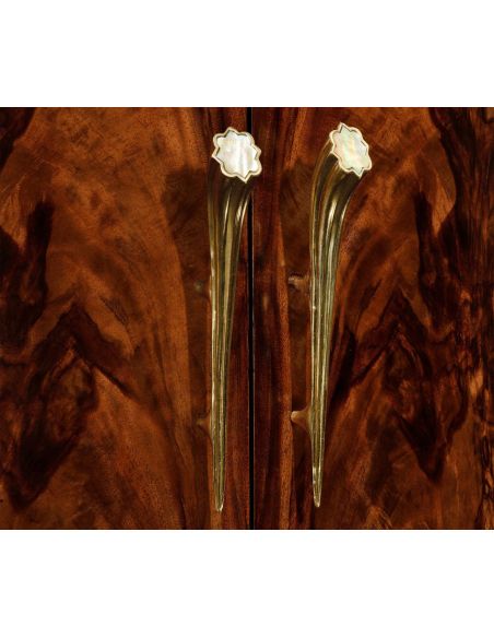 Upscale Bar Furniture Bar cabinet walnut twist leg