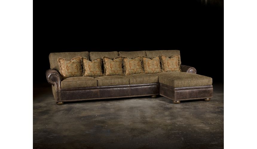 Luxury Leather & Upholstered Furniture Luxury Sectional with Chaise, Grand Sofa