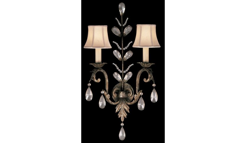 Lighting Wall sconce in cool moonlit patina with moon dusted crystal