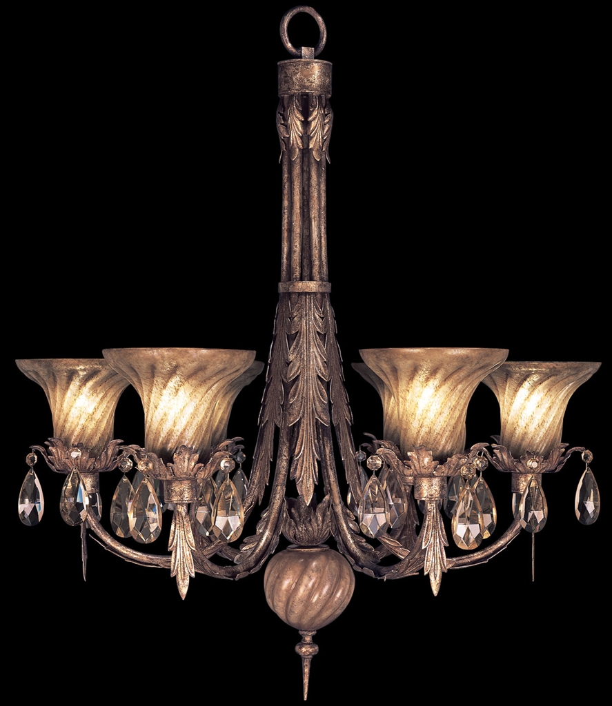 Lighting Chandelier in a cool moonlit patina with moon dusted crystal pendants